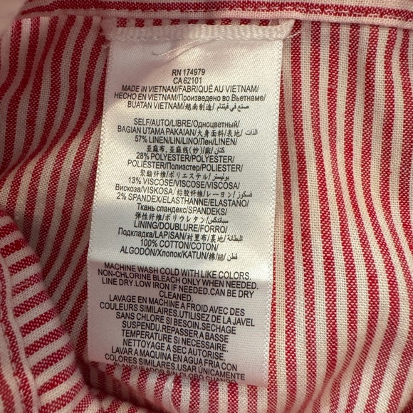 BCBGMAXAZRIA TIE-FRONT PINSTRIPED
JUMPSUIT Pantsuit Jumper Red & White SIZE 0 - Picture 7 of 15